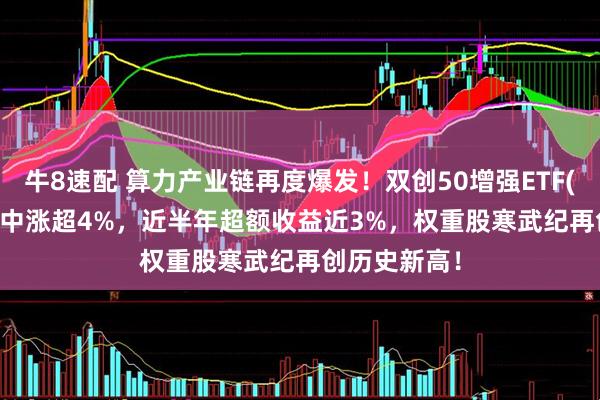 牛8速配 算力产业链再度爆发！双创50增强ETF(588320)盘中涨超4%，近半年超额收益近3%，权重股寒武纪再创历史新高！
